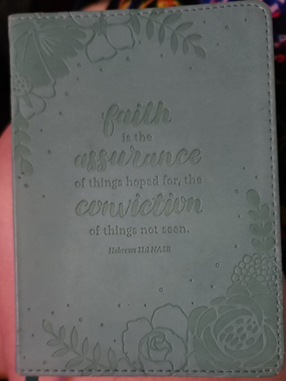 Christian Art Gifts Hebrews 11:1 Faith Blue Faux Leather Journal Notebook